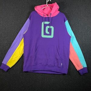 Karl‎ Jacobs Purple Pink Multicolor Color Block Drawstring Hoodie Men's Large